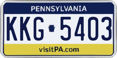 PA license plate KKG5403