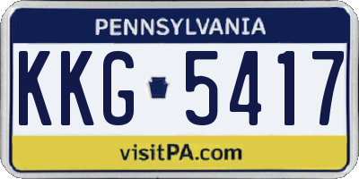 PA license plate KKG5417