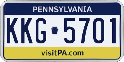 PA license plate KKG5701