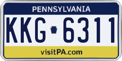 PA license plate KKG6311