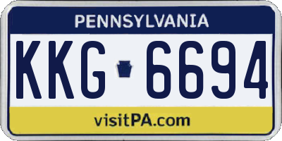 PA license plate KKG6694