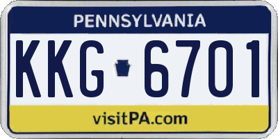 PA license plate KKG6701