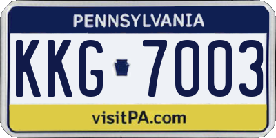 PA license plate KKG7003