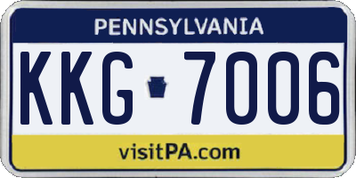 PA license plate KKG7006