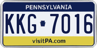 PA license plate KKG7016