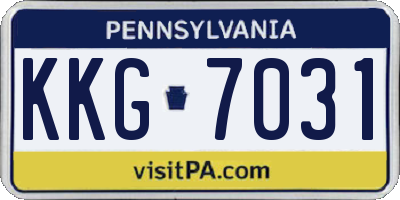PA license plate KKG7031