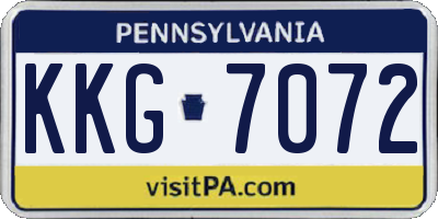 PA license plate KKG7072