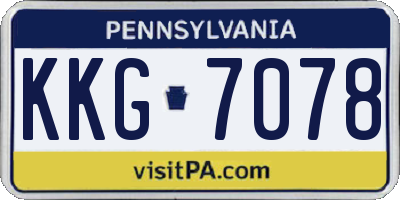 PA license plate KKG7078