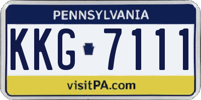 PA license plate KKG7111