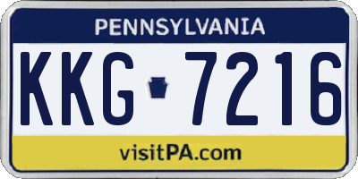 PA license plate KKG7216