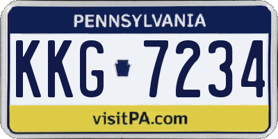 PA license plate KKG7234