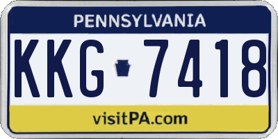 PA license plate KKG7418