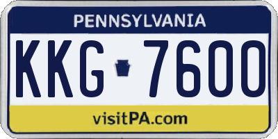PA license plate KKG7600