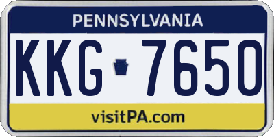 PA license plate KKG7650