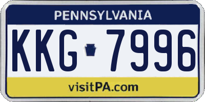 PA license plate KKG7996