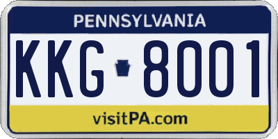 PA license plate KKG8001