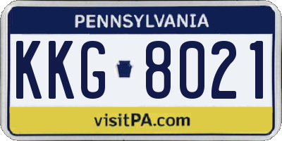 PA license plate KKG8021