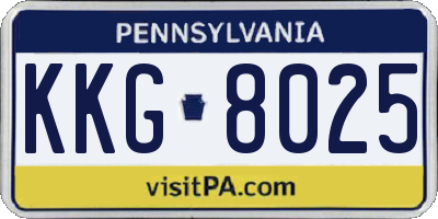 PA license plate KKG8025