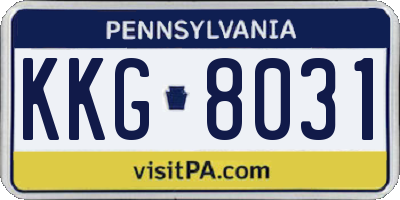 PA license plate KKG8031