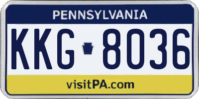 PA license plate KKG8036