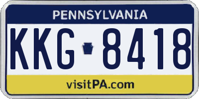 PA license plate KKG8418
