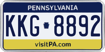 PA license plate KKG8892