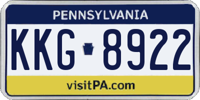 PA license plate KKG8922