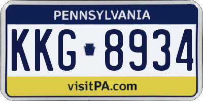 PA license plate KKG8934
