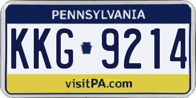 PA license plate KKG9214