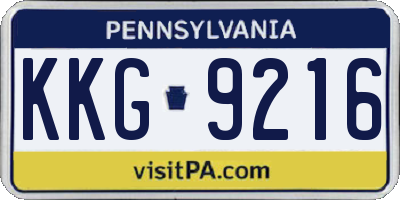 PA license plate KKG9216