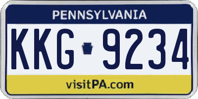 PA license plate KKG9234