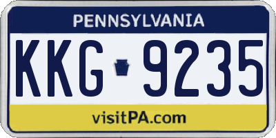 PA license plate KKG9235