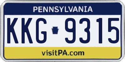PA license plate KKG9315