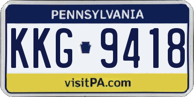 PA license plate KKG9418