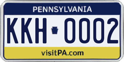 PA license plate KKH0002