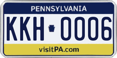 PA license plate KKH0006