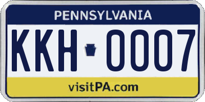 PA license plate KKH0007
