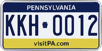 PA license plate KKH0012