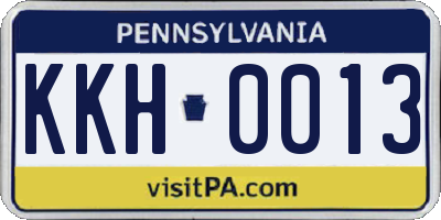 PA license plate KKH0013