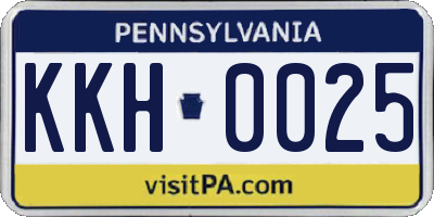 PA license plate KKH0025