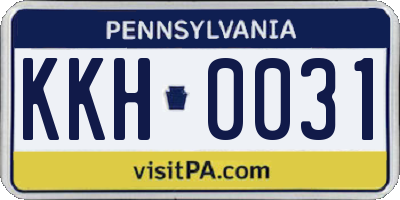 PA license plate KKH0031