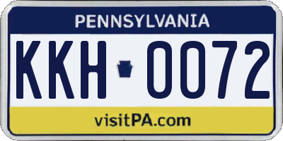 PA license plate KKH0072