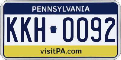 PA license plate KKH0092