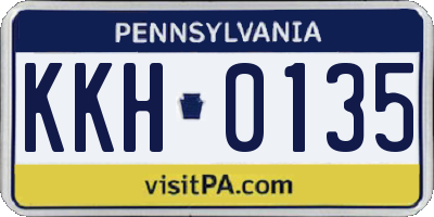 PA license plate KKH0135