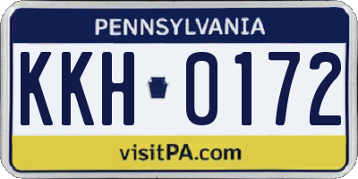 PA license plate KKH0172