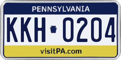 PA license plate KKH0204