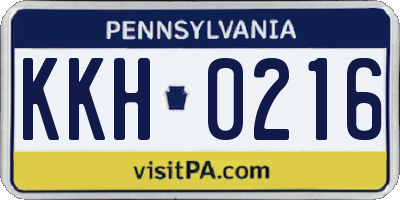 PA license plate KKH0216