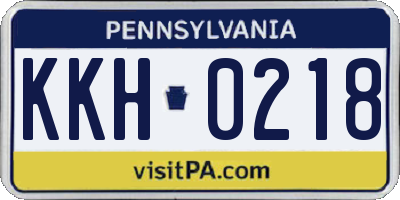 PA license plate KKH0218