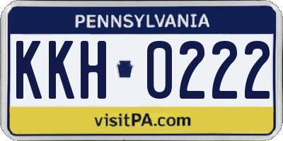 PA license plate KKH0222
