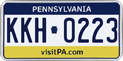 PA license plate KKH0223